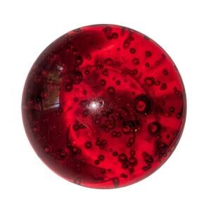 Vintage Mid Century Controlled Bubble Round Ball Glass Paperweight Red 31 oz